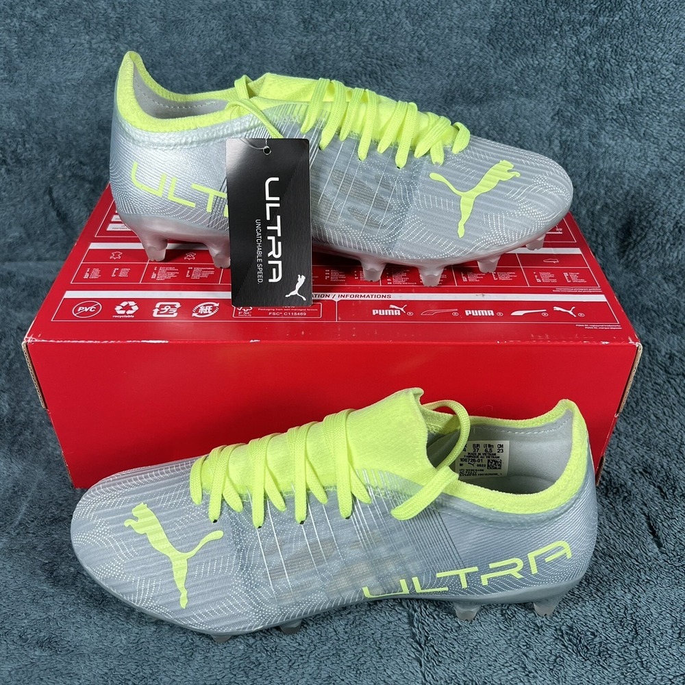 PUMA Women's Ultra 3.4 Firm Ground Diamond Soccer Cleats Silver Fizzy Size 6.5